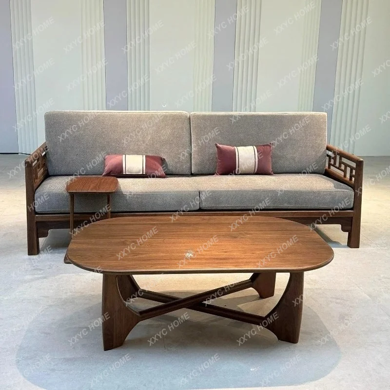 XX New Chinese solid wood sofa living room small apartment sofa furniture