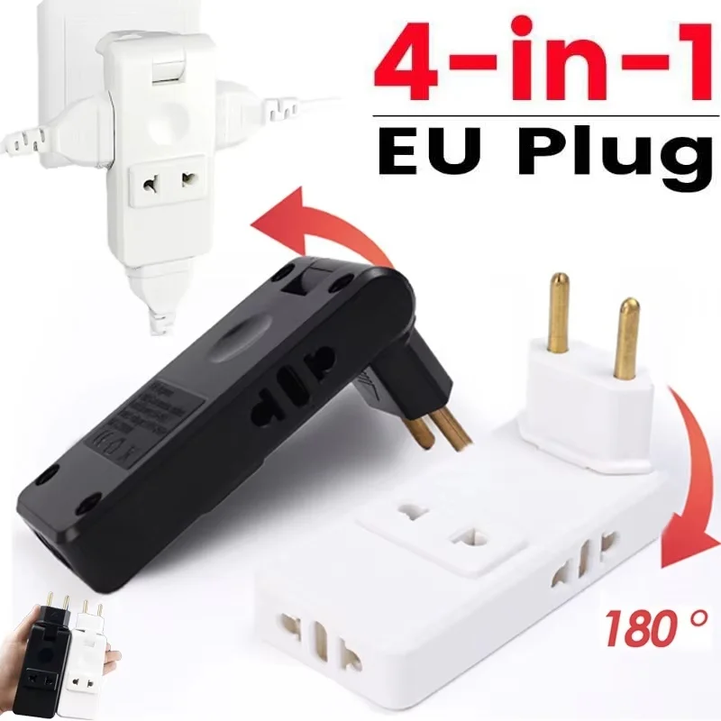 

4 In 1 EU Plug Extenion Socket Foldable France Germany Spain Plug Converter Outlet US To EU Plug Adapter Portable Travel Sockets