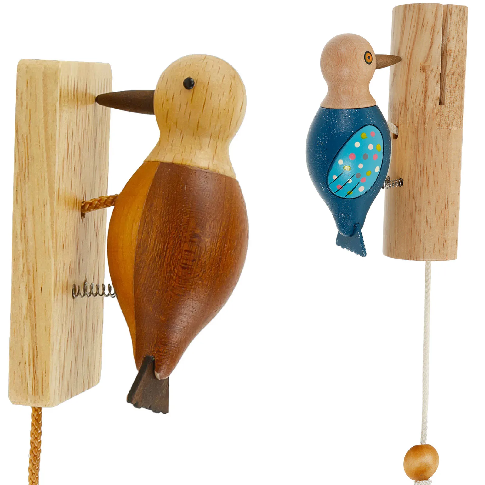 Creative Door Knocker Woodpecker Door Knocker with Pull Rope Wood Woodpecker Doorbell Funny Door Knocker Antique Door Knocker