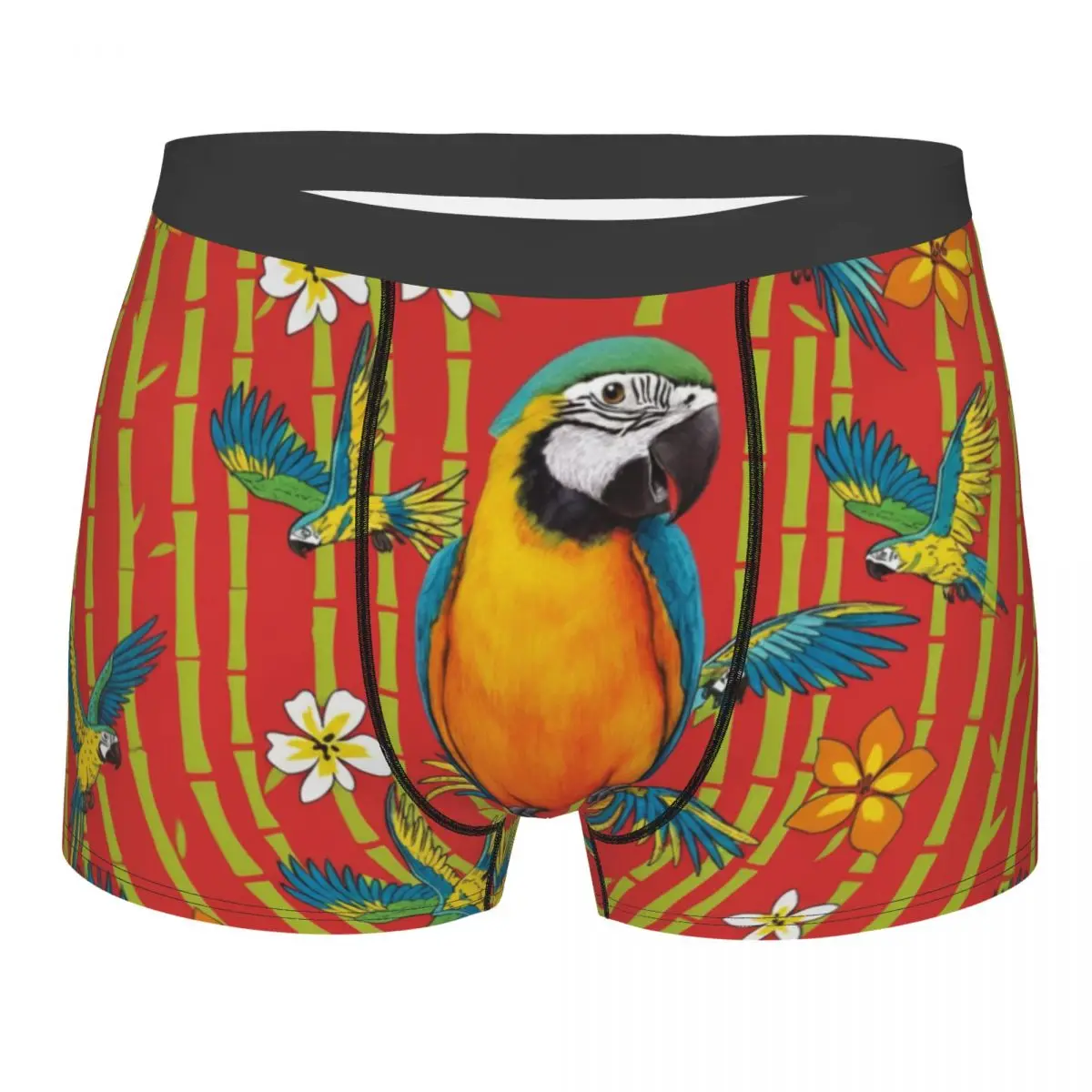 Colorful Parrot Pattern Valentine'S Day Underwear Male Anniversary Gift For Boyriend Boxer Briefs Shorts Panties Soft Underpants