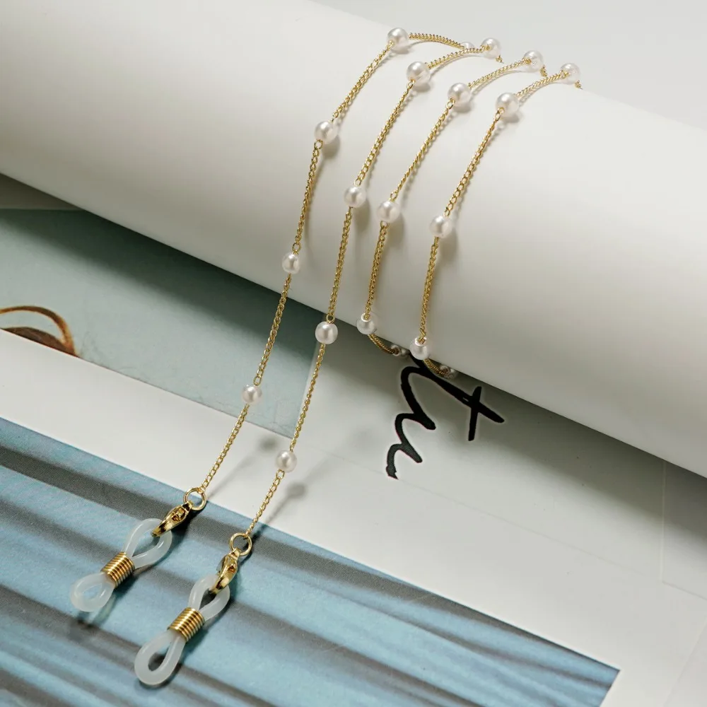 Beads Pearl Glasses Chain Anti-Lost Neck Strap Eyeglass Holder Necklace Hanging Neck Heart Eyeglass Chain Holder Outdoor Use