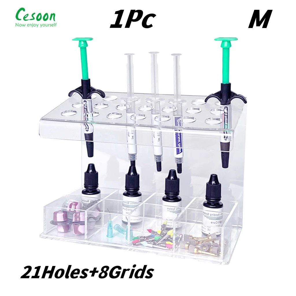 

1Pc Dental Acrylic Composite Resin Placement Holder Stand Syringes Applicator Dispenser Organizer Bonding Storage Box Dentistry