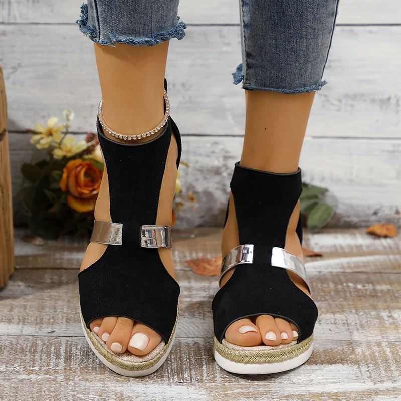 Wedges Women Cool Boots Sandals Suede Peep Toe Shoes Designer Beach Summer Woman Shoes 2025 Fashion Open Toe Cozy Lady Zapatos