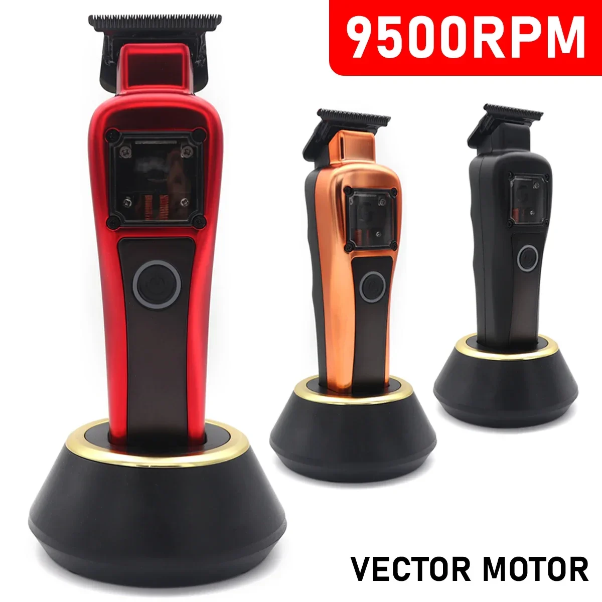 9500RPM Professional Hair Clipper Vector Motor DLC Blade with Base Charger LCD Display Men's Haircut Machine Finishing Machine