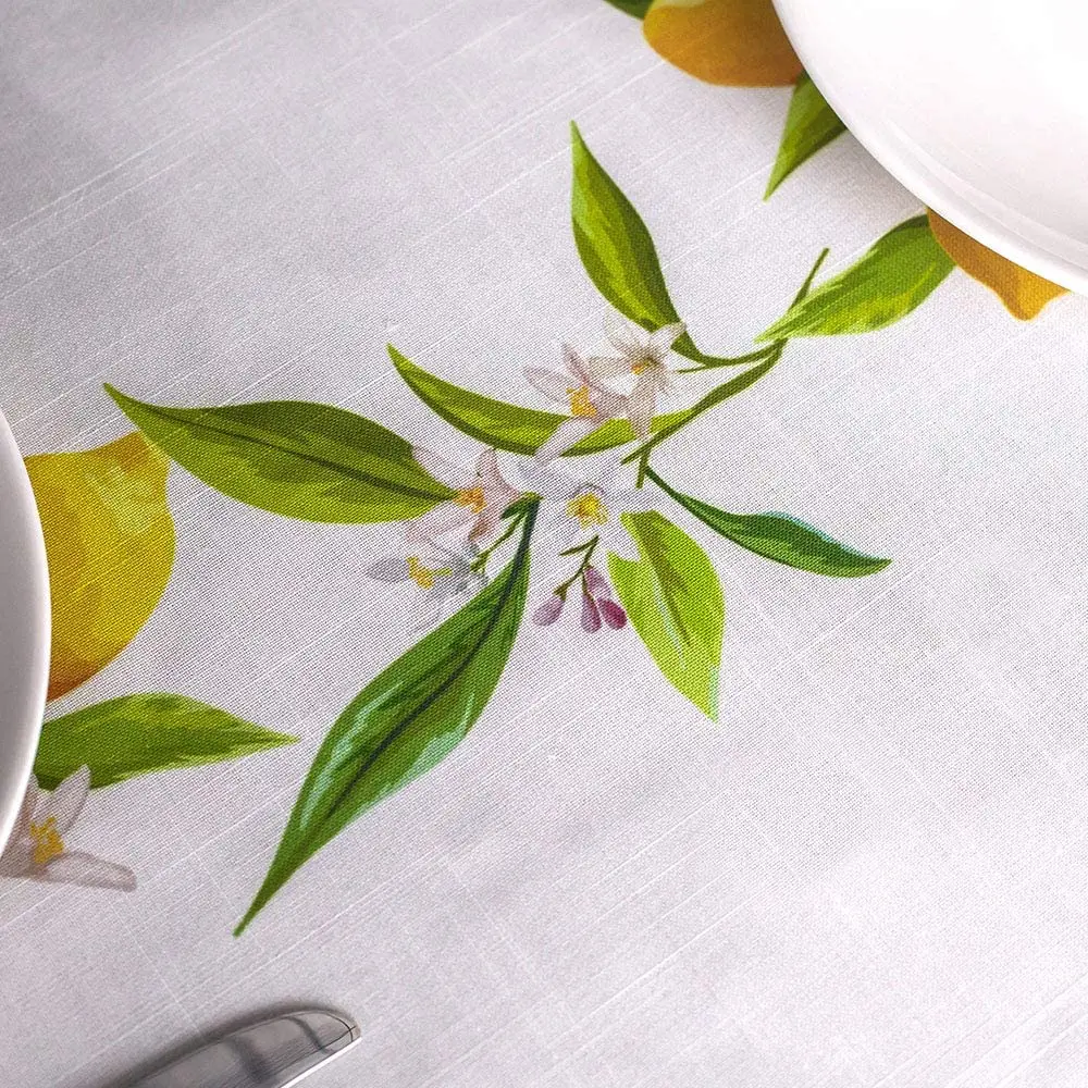 Summer Lemon Flower Rectangle Tablecloth Holiday Party Decorations Reusable Waterproof Table Covers Kitchen Dining Table Decor