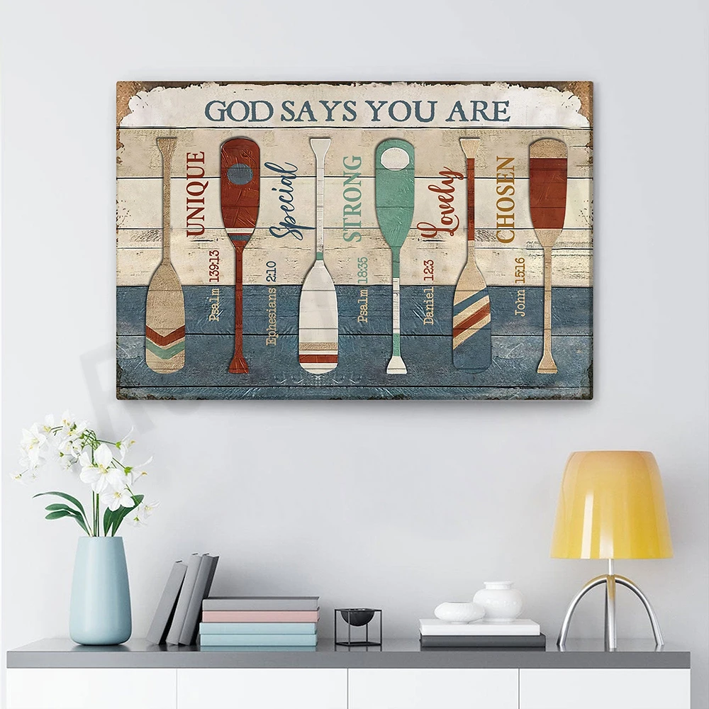 Beach Poster and Canvas God Said You Are a Canoe Paddle - Motivational Quotes Christian Bible Verse Wall Art, Home Decor