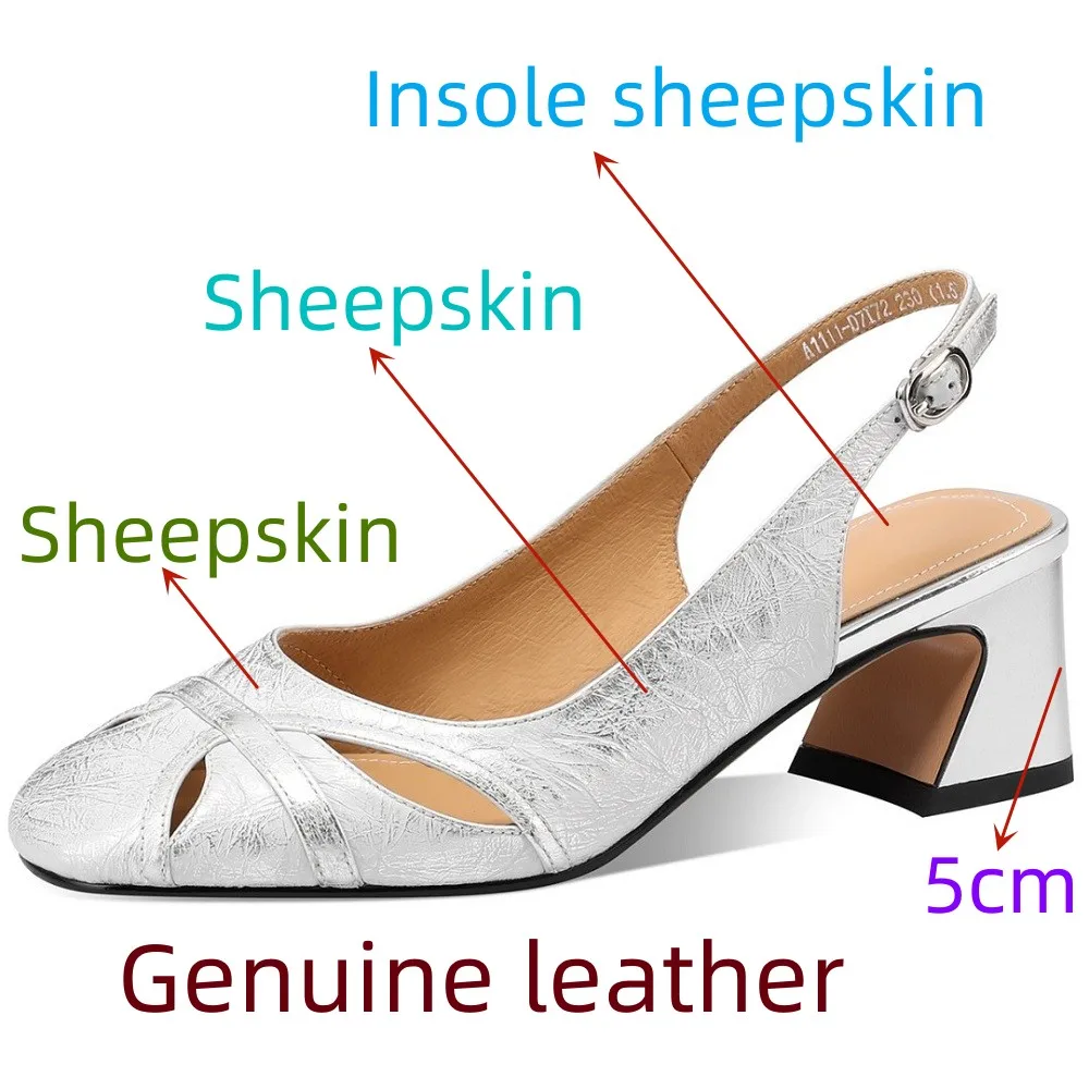 【JOCHEBED HU】Brand Genuine Leather High Heel Shoes Pure Colour Expose The Heel Summer Fashion Women Sandals Heels Shoes 34-40