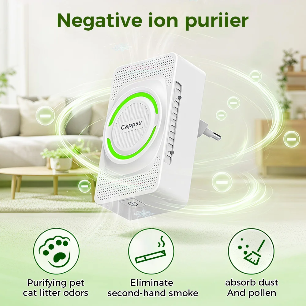 Cappsu Household Negative Ion Filter Negative Ion Air Purifier, Mini Portable Plug-in Air Cleaner, 4X Carbon Fiber Ionizer, Remo