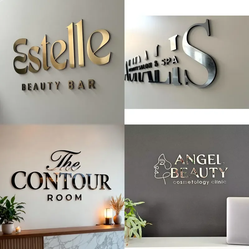 Custom Acrylic Logo Sign Wall Mounted Large Business Wall Sign Personalized Blushed Mirror Acrylic for Clinic Office