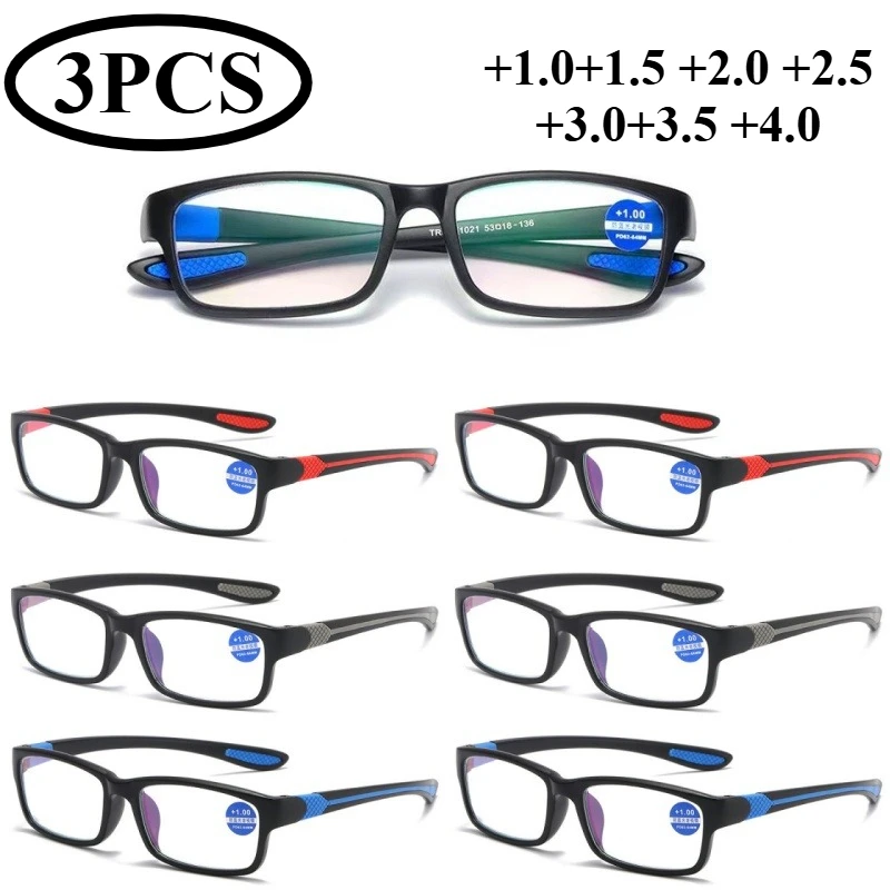 

3PCS Neutral Classic Full Frame Presbyopia Glasses Stylish Anti-Blue Light High Definition Eye Protection Reading Glasses
