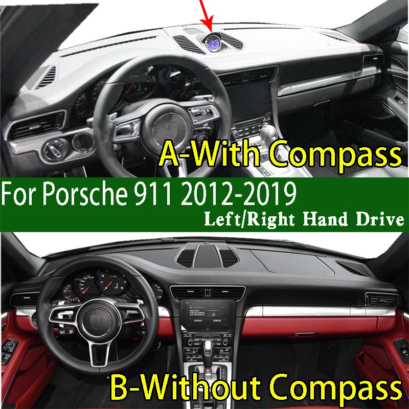Dla Porsche 911 991 2012-2019 Dashmat Osłona deski rozdzielczej Panel przyrządów Osłona przeciwsłoneczna Ozdoby odporne na zabrudzenia