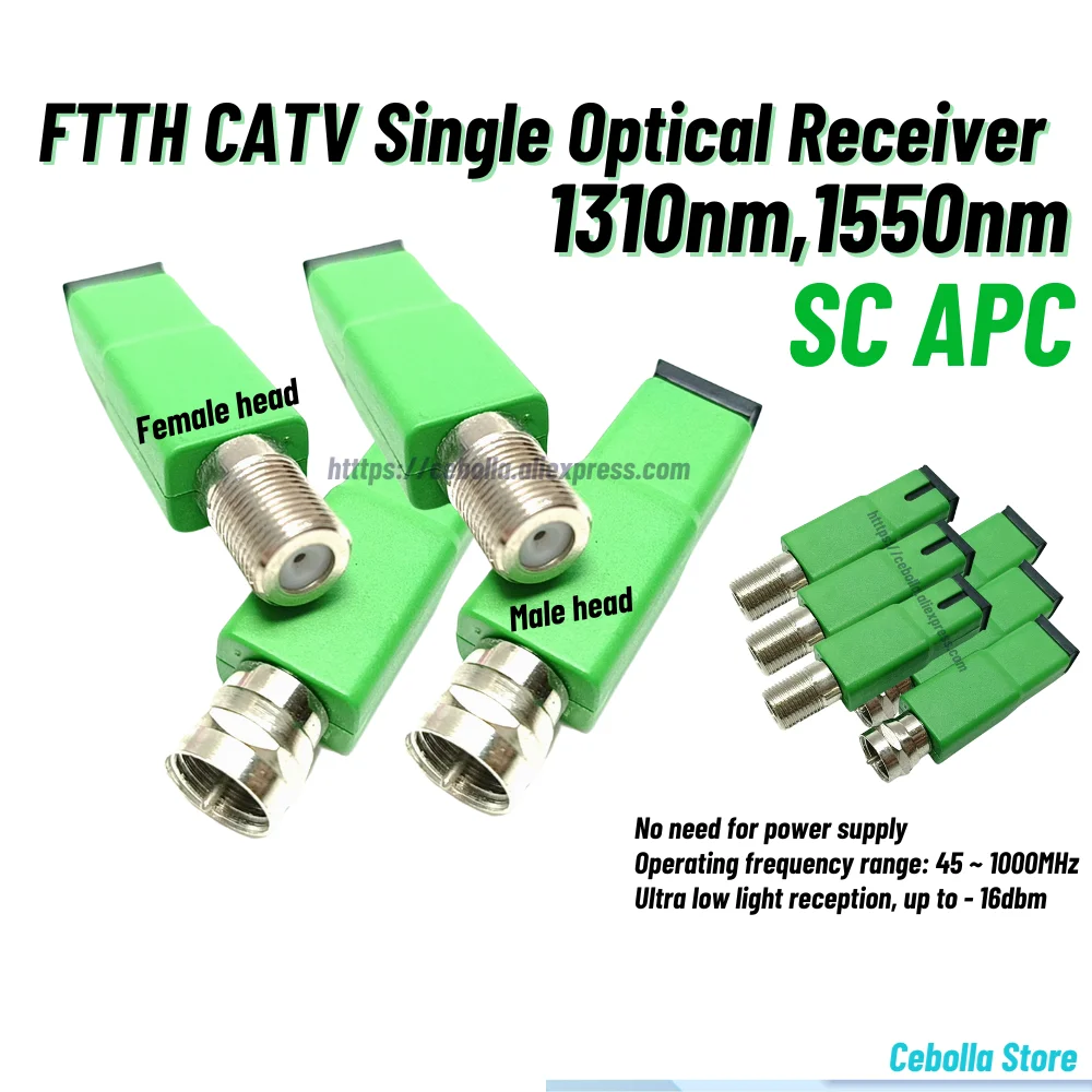 10pcs FTTH CATV Single 1550nm Male Optical Receiver 1310nm female MINI Node Passive Photoelectric Converter