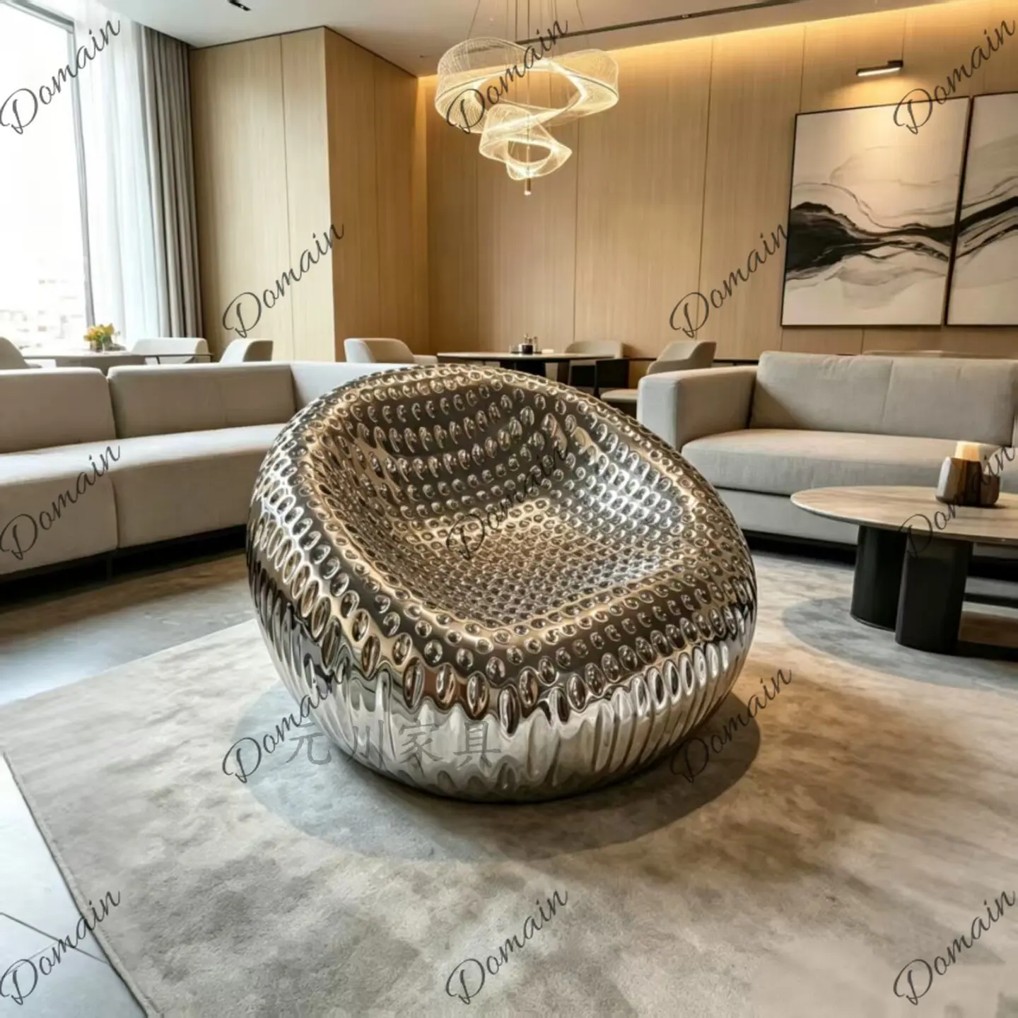 Nordic designer creative FRP electroplating single special-shaped living room sofa light luxury leisure outdoor recliner