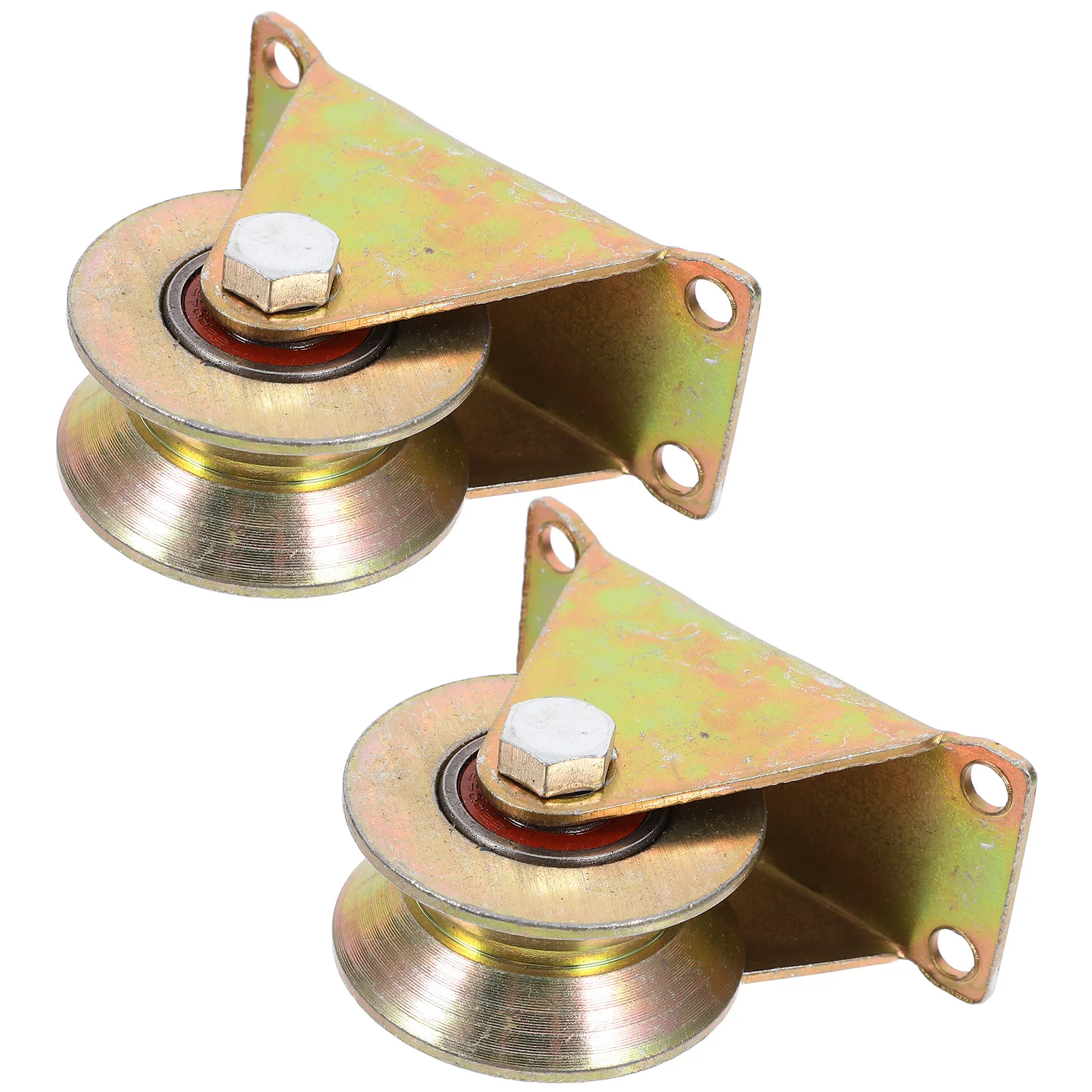 

2pcs Cable Wheel 2.5 Inch Garage Door Pulley Hanging Wire Towing Wheel Ceiling Mount Heavy Duty Iron V-Groove Bearing For