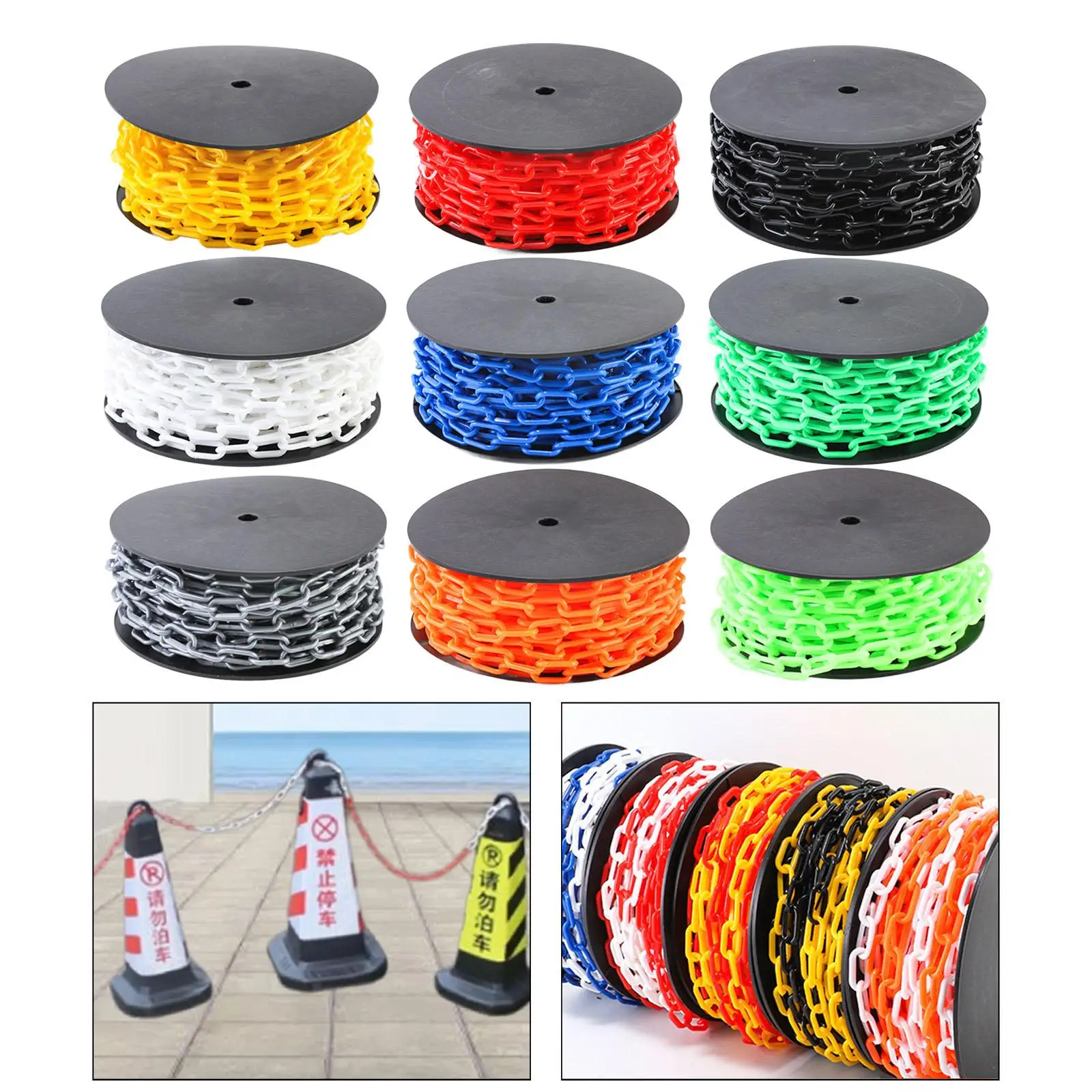 PP elo de corrente barreira de segurança corrente prop decoração aviso corrente protetora cuidado corrente de segurança para construção