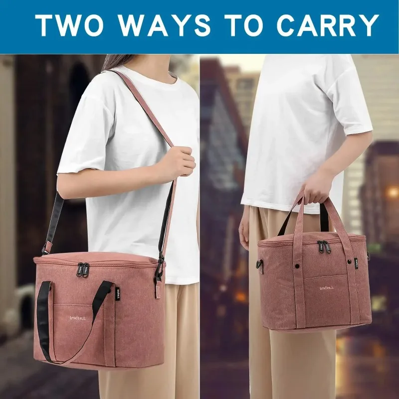Bolsa de almoço isolada de 1 peça para homens e mulheres, reutilizável, sacola térmica para trabalho, escritório, piquenique, praia, viagem
