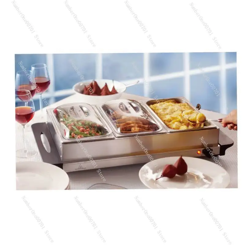 3x2.5LStainless Steel Buffet Server, Electric Food Warmer Set with Adjustable Temperature, Large Chafing Dish for Party Catering