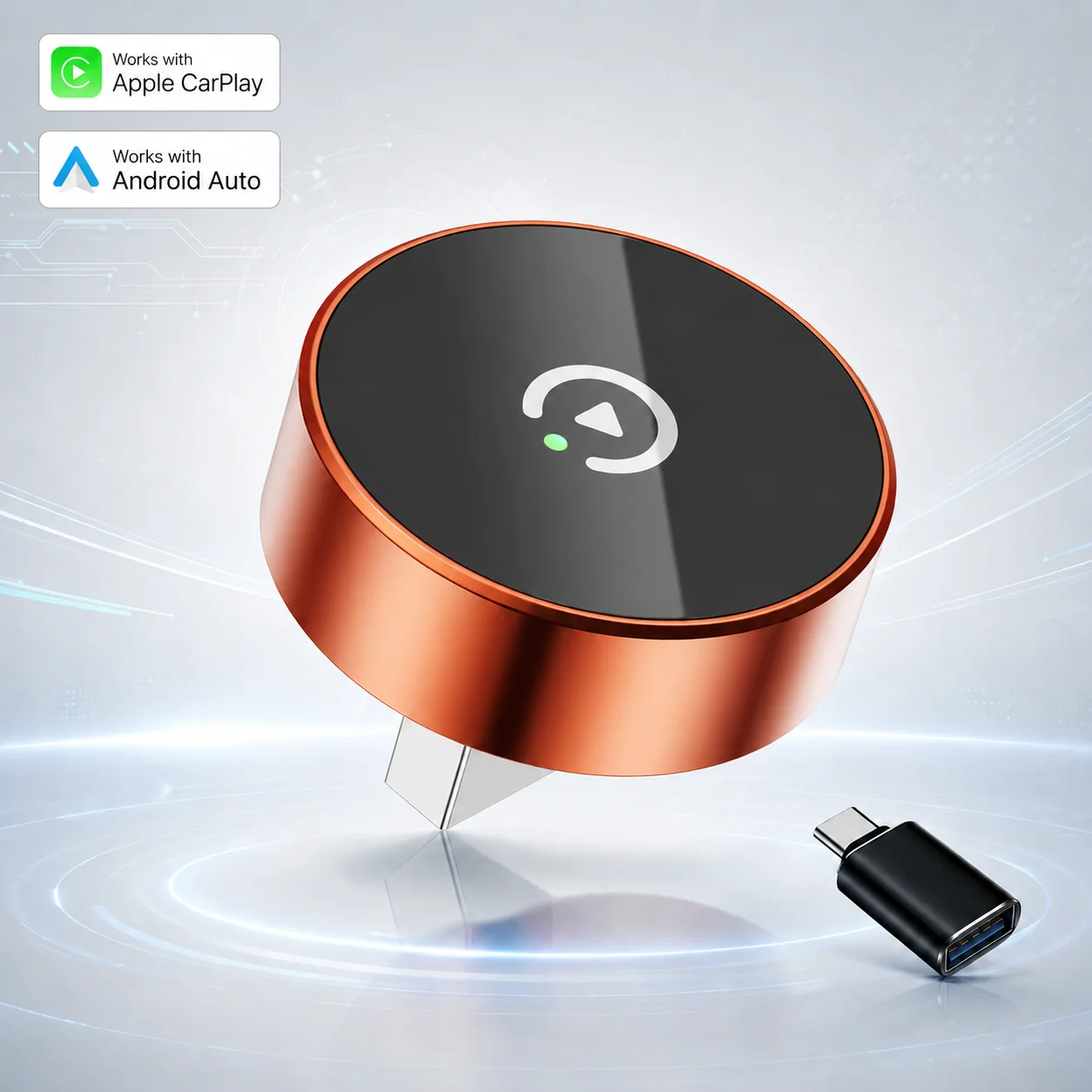 2026 Wireless CarPlay & Android Auto Dongle Fast Auto-Connect Compact Plug & Play for iPhone Android, USB A/USB-C No Delay