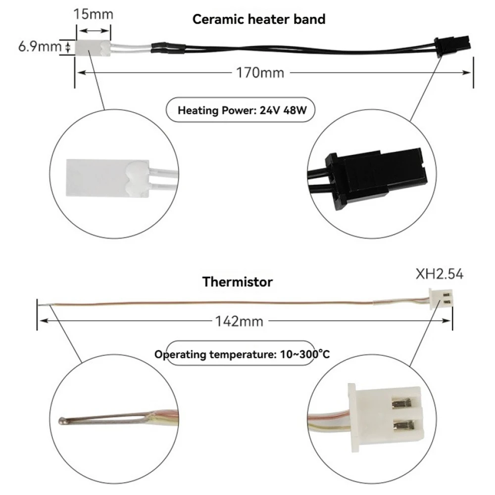 Комплект печатающей головки Модернизированный керамический блок с горячим концом, термистор с насадкой из закаленной стали для деталей 3D-принтера X-Max3/ Plus3