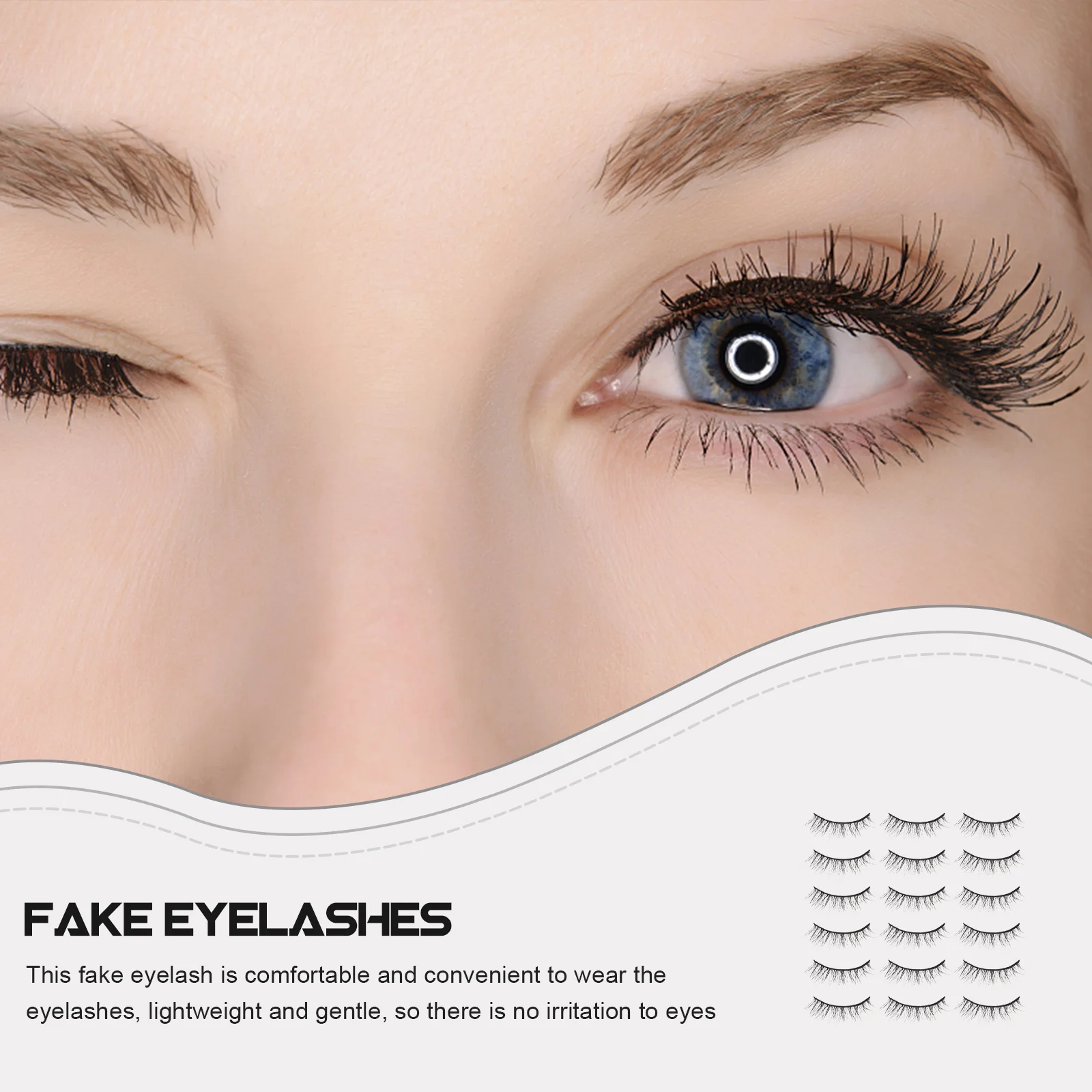 20 pares de cílios postiços leves e confortáveis, conjunto de cílios curvados em massa