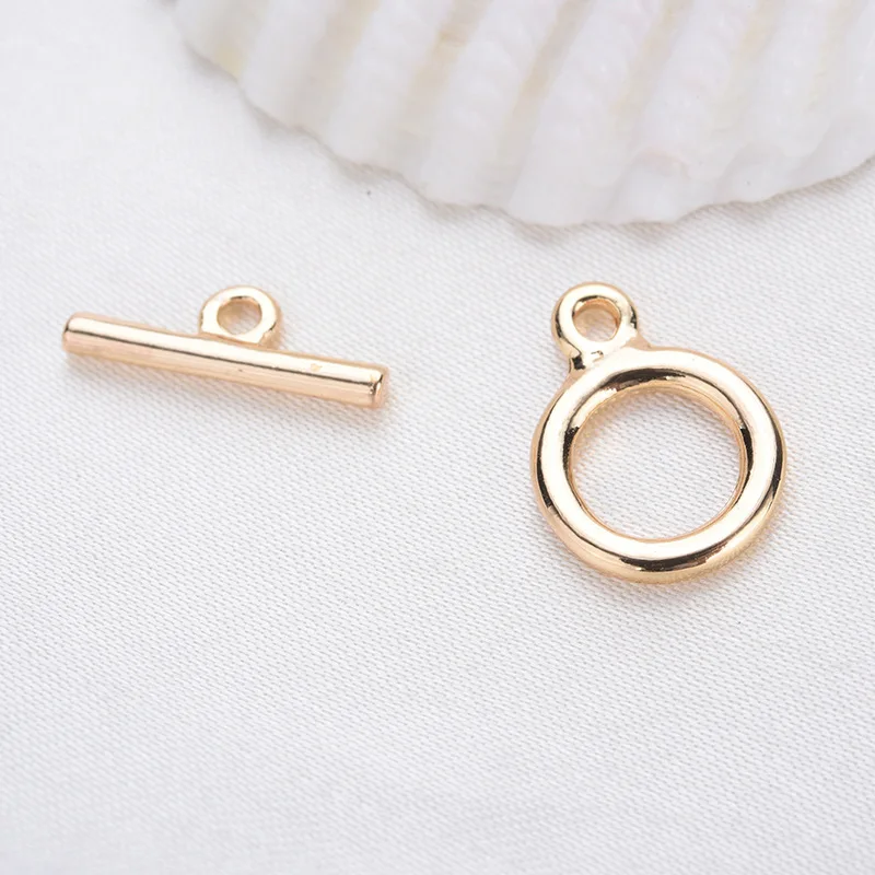 (3341)10 Sets 15x11MM 24K Gold Color Plated Brass Round Bracelet O Toggle Clasps High Quality Diy Jewelry Accessories