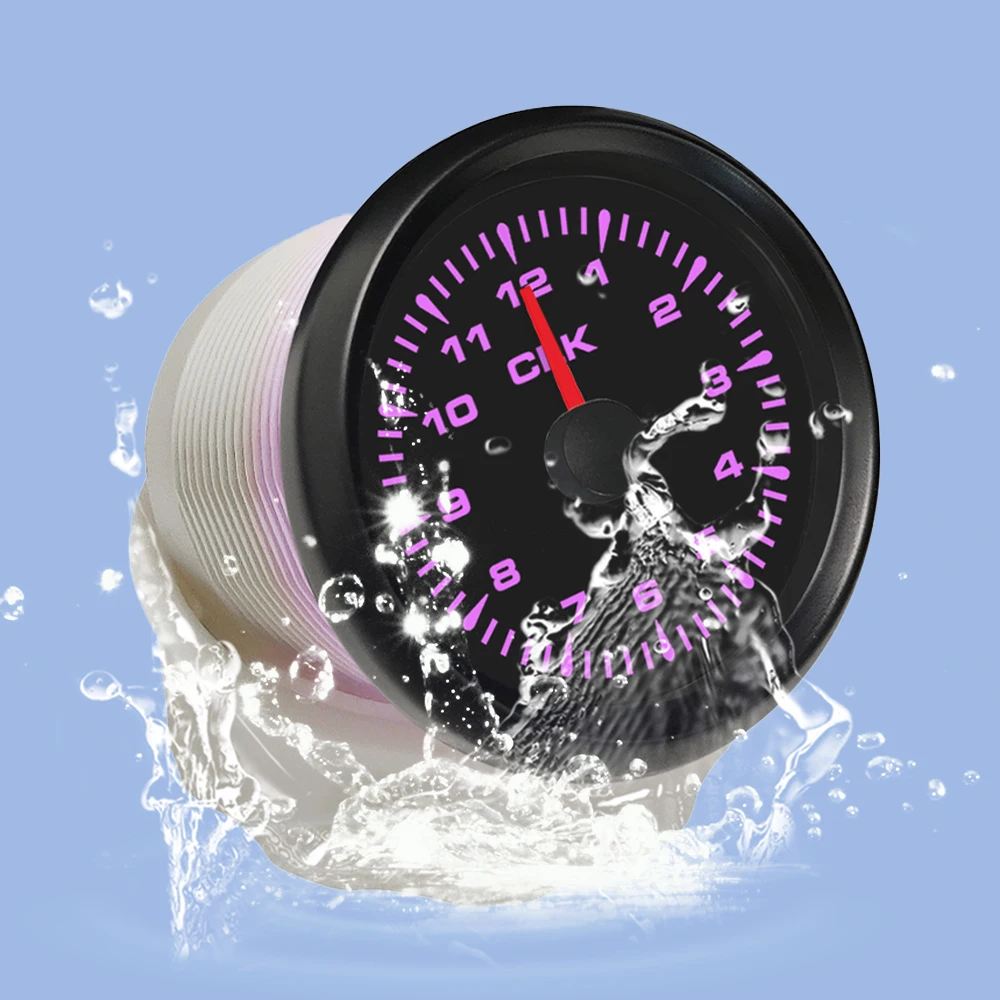 ELING 52mm Clock Meter Gauge 12 Hour Format with 8 Colors Backlight for Car Boat Motorcycle Universal 12V 24V