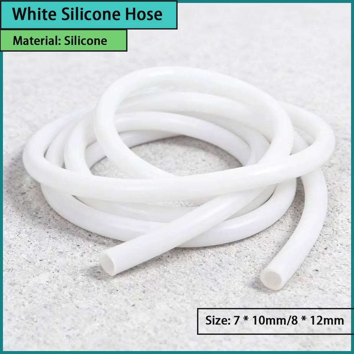 Size: 7 * 10mm/ 8 * 12mm white silicone hose used for food delivery, medical equipment, home appliance plumbing, etc