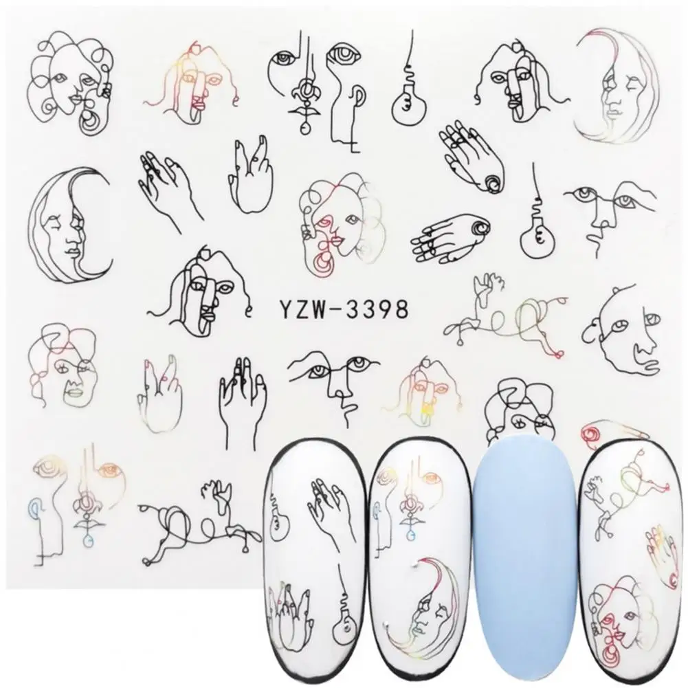 Sticker Nail Stickers Nail Art Decoratie Kunst Nail Art Voor Thuis Kleurrijke Benodigdheden Geometrie Mix Schuifregelaar Decoratie