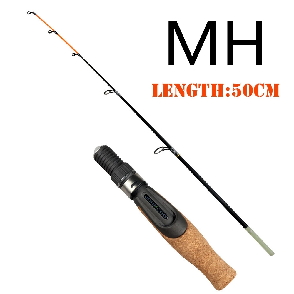 Eis angelrute Stange 53cm Flache Feste spitze 2 abschnitt Winter Angelrute Licht gewicht Glasfaser Fluss Garnelen Karpfen angelrute