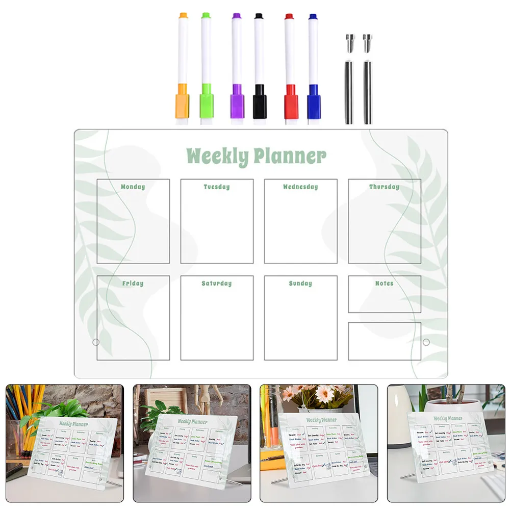 

1Set Acrylic Weekly Planning Message Board Transparent Erasable Writing Board for Home Office Restaurant Hotel Party Wedding