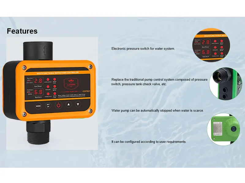 GS Pro Intelligenter Druckregler für Wasserpumpe, 0–10 bar, 2,2 kW, G1-Gewinde, einfache Bedienung, Pumpenschalter für Gebäudepip – Detail 2