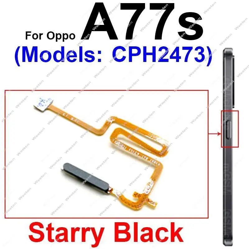 For OPPO A72 A74 A76 A77 A77S 4G 5G Power Button Fingerprint Flex Cable Touch Side Finger Print Sensor Flex Ribbon Parts
