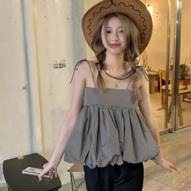 Leibchen Frauen Kawaii Sommer Harajuku Alle-spiel Ästhetischen Urlaub Casual Grundlegende Ärmellose Kleidung Trendy Koreanischen Stil Nettes Mädchen