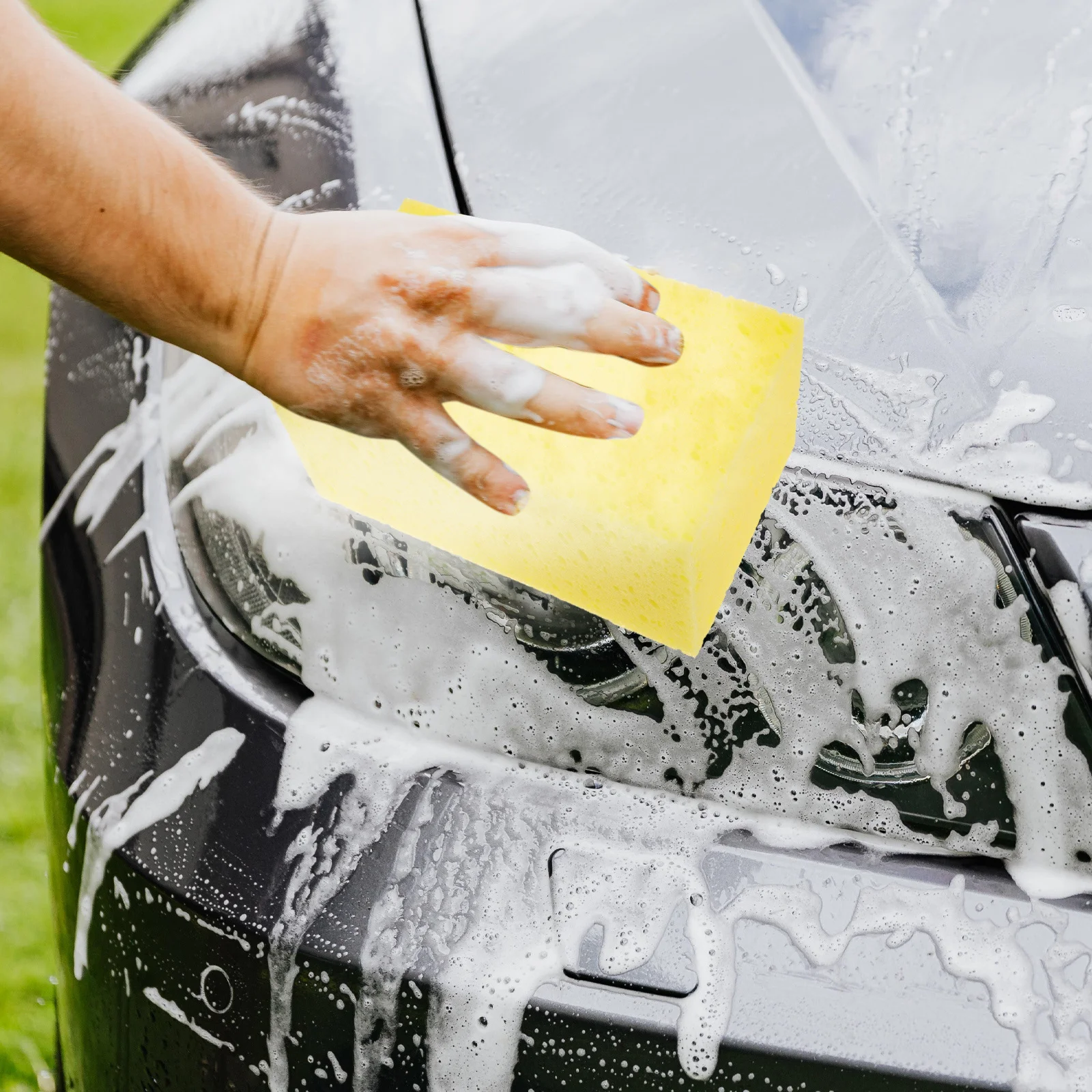 يحتوي إسفنجة غسيل السيارات على شكل قرص العسل على المزيد من الصابون والماء، مثالية لتنظيف المركبات بدون بقع، إسفنجات غسيل السيارات المحمولة خفيفة الوزن