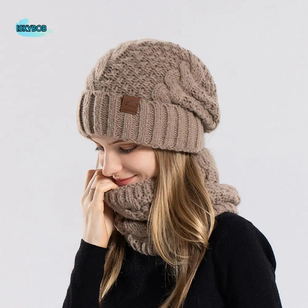 المشي لمسافات طويلة لينة قبعة شتوية قبعة طقم أربطة صوف مبطن الرقبة أدفأ الحرارية متماسكة قبعة رشاقته تصميم أنيق قبعة صوف دافئة النساء/الرجال #1