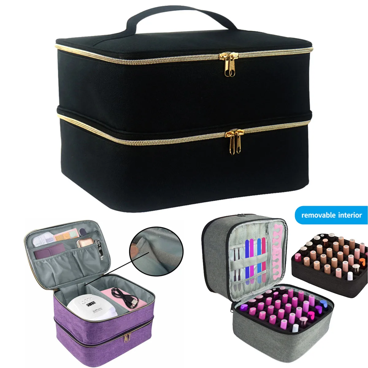 

Двухслойная сумка для хранения лака для ногтей, эфирное масло, лампа для выпечки ногтей, портативный косметический набор для ухода за ногтями, коробка для хранения