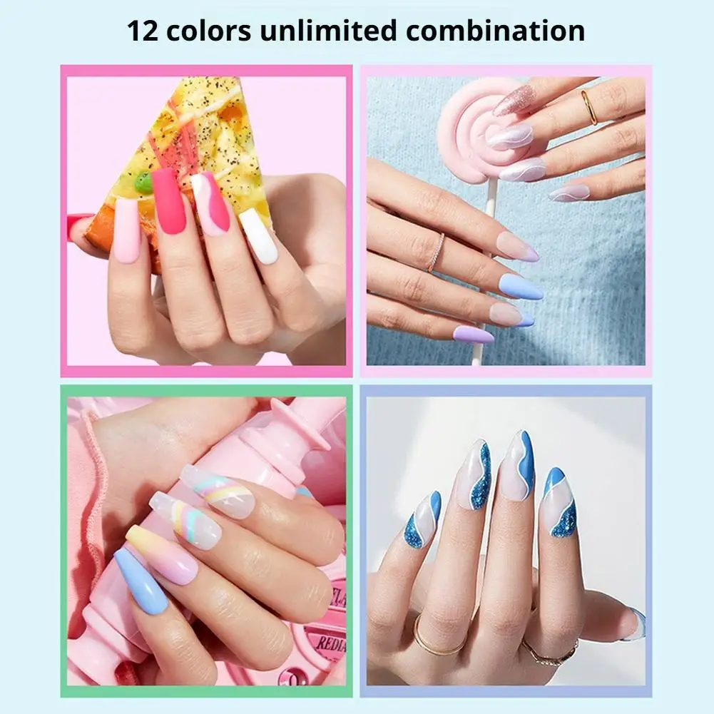 12 Kolorów Pisaków do Zdobienia Paznokci Pędzelkowy 0.7mm Graffiti Rysowanie Linii Fal Kwiatów Malowanie Narzędzia do Manicure