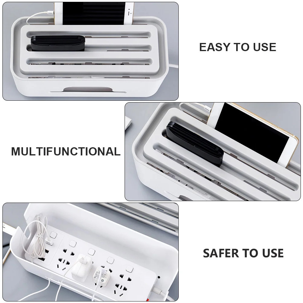 1 قطعة كابل التصحيح مجلس صندوق تخزين قسط ABS المواد منظم سطح المكتب افتتاح كبير تبديد الحرارة على الوجهين الطاقة