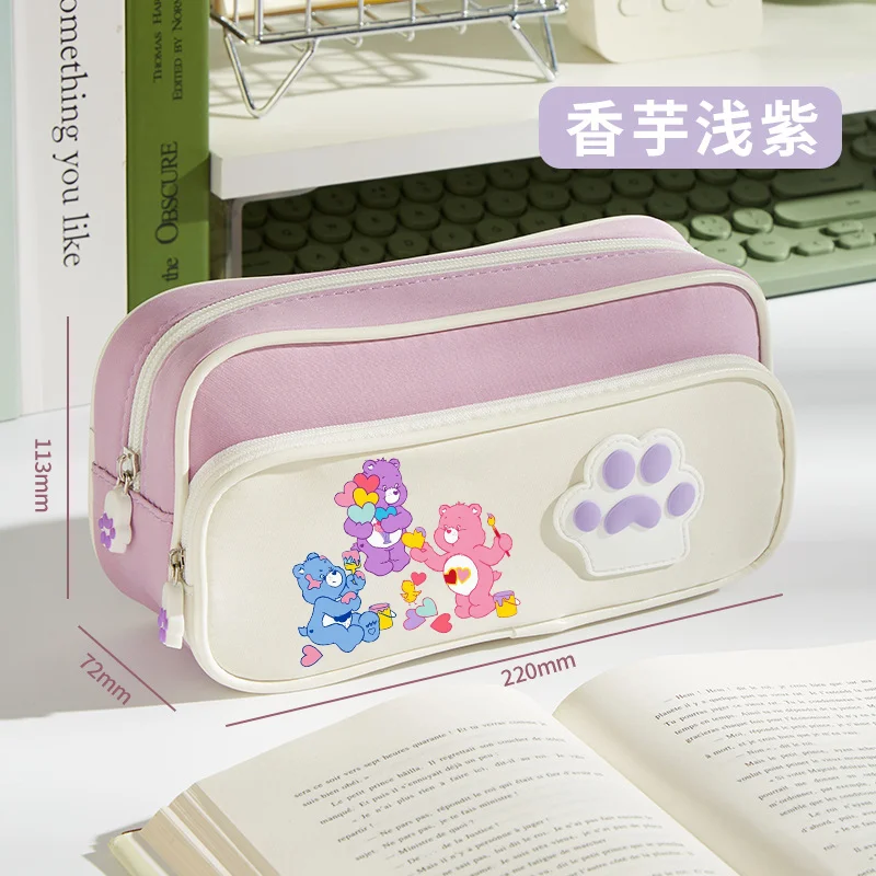 Kawaii Care Bears Large Capacity Pen Box Girls Pencil Case Multilayer Stationery Bag Student Back To School Supplies Child Gifts