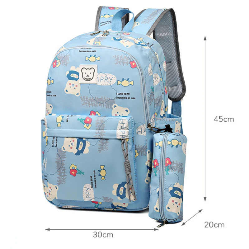 Lindas bolsas escolares con estampado de dibujos animados para adolescentes y niñas, bolsas de gran capacidad para estudiantes de primaria, juego de estuches para lápices, mochilas Kawaii para niños