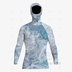 SPELISPOS-Manga Longa Com Capuz Surfing Suit para Homens, Camisetas De Mergulho Apertadas, Rash Guard Fit Swimwear, Proteção UV Beach Tops