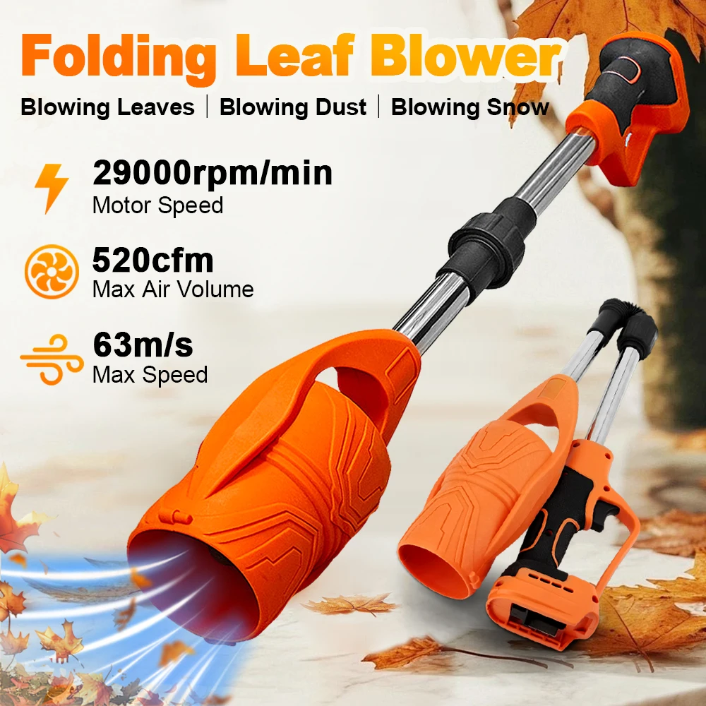 Soffiatore per foglie elettrico portatile Soffiatore per foglie pieghevole Vento forte Strumento per soffiare la neve da giardino Pulitore adatto per batteria Makita