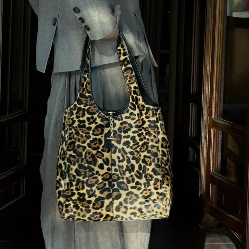 Leather Bucket Bags For Women Luxury Designer Handbags Purses 2026 New In Real Horse Hair Leopard Print Chain Underarm Shoulder - view 3