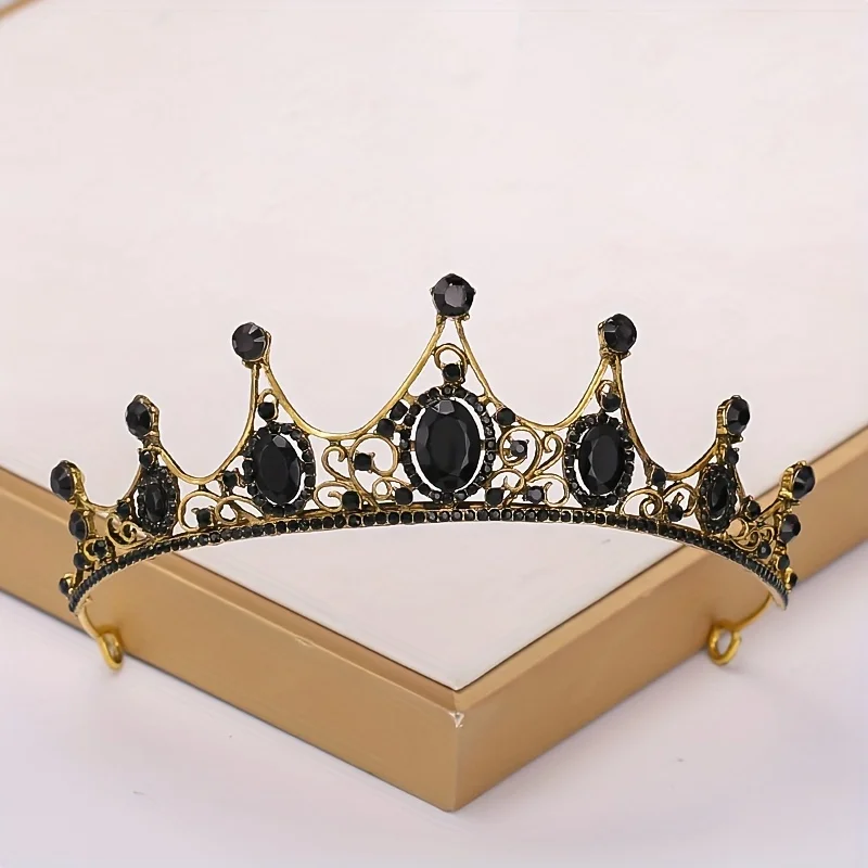 Black Big Rhinestone Crystal Rhinestone Party Wedding Hair Jewelry Accessories Birthday Tiaras Halloween Crown image 5
