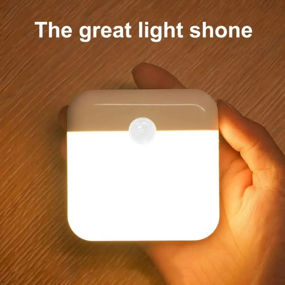 Square LED Night Light Rechargeable Large Smooth Surface Motion Sensor Light Human Induction Wireless Wall Lamp Toilet