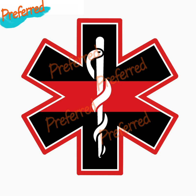 High Quality Reflective Car Sticker EMT Cross Red Line Hard Hat Personality The Tail of The Car Decal