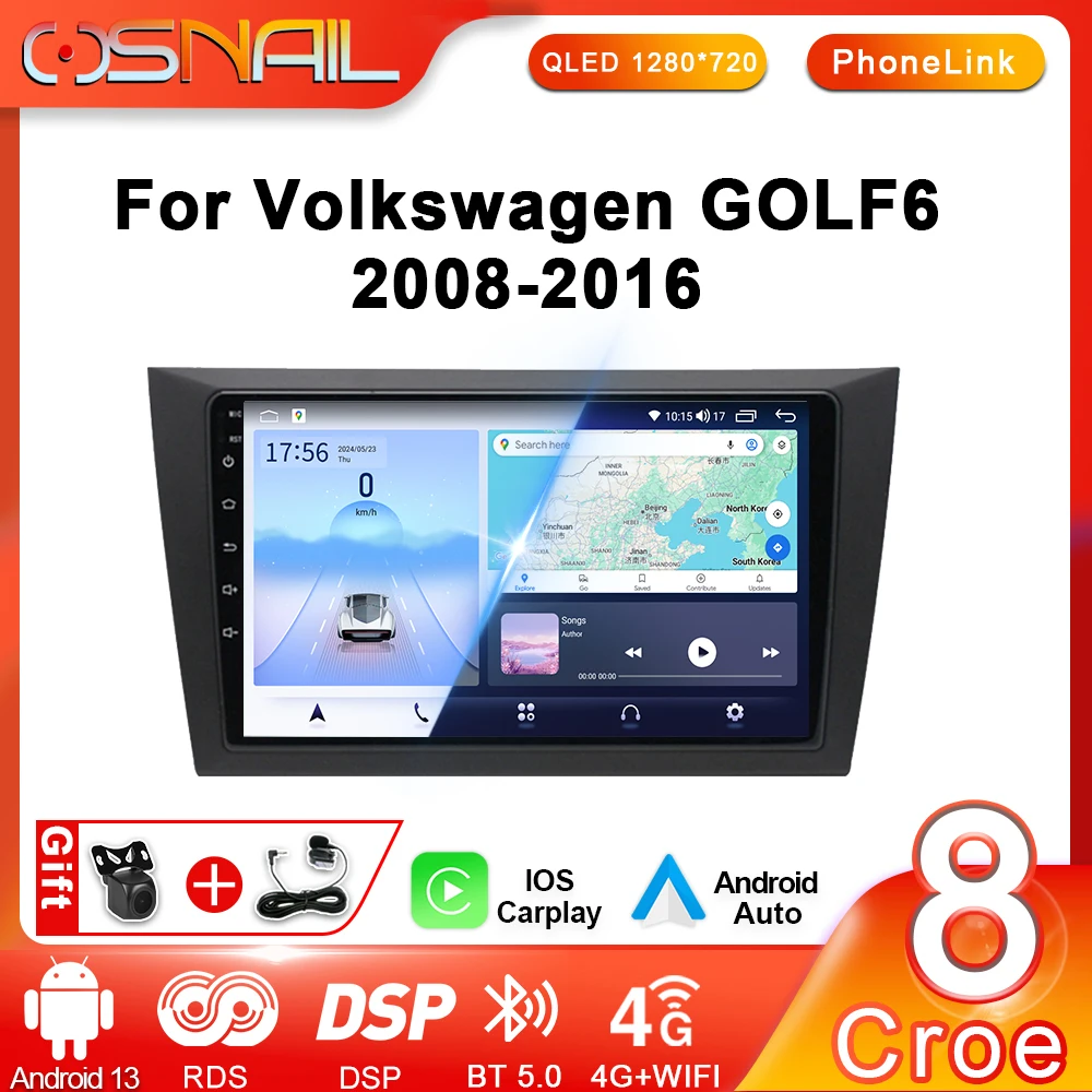 Android 13 Autoradio For Volkswagen Golf 6 2008 - 2016 Car Radio Navigation GPS Multimedia Stereo Wireless CarPlay Video Player