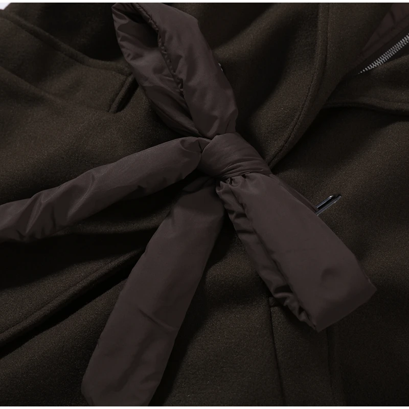 Solid Patchwork Women's Jackets Detachable Hooded Lace Up Pockets Coats Lady Chic Loose Outerwears 2026 Spring Autumn New Coat