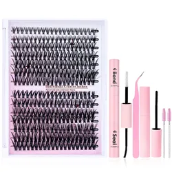 320pcs DIY Eyelash Extension Kit 30D 40D Lash Bond and Seal lash set Glue Individual lashes 10 Rows Cluster Eyelashes make up