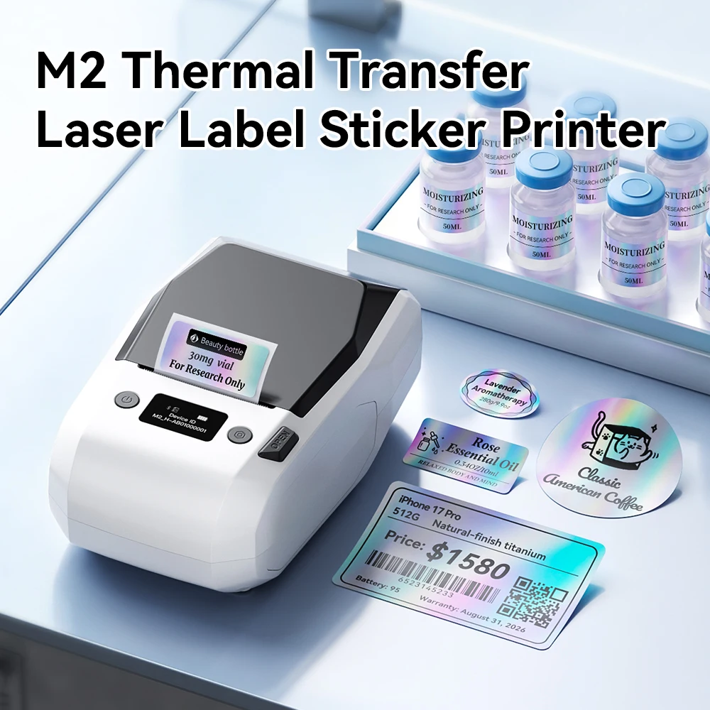 Niimbot 300 DPI High Definition Thermal Transfer Hologram Label Printer Name Tag for Reagent Vials Eye Drop Refillable Bot